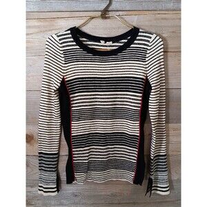 MOTH for Anthropologie Striped Crewneck Sweater Sz. XS Rib Stretch Split Cuff